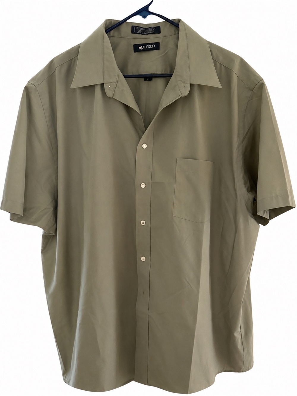 Puritan Short-Sleeve Button-Down Shirt in Olive Green